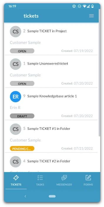 Listenansicht f&uuml;r mobile Tickets